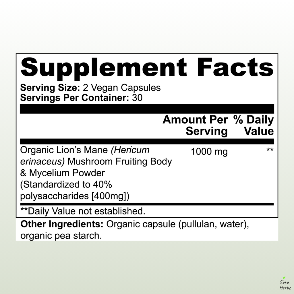 Sora Herbs Organic Lion's Mane Mushroom