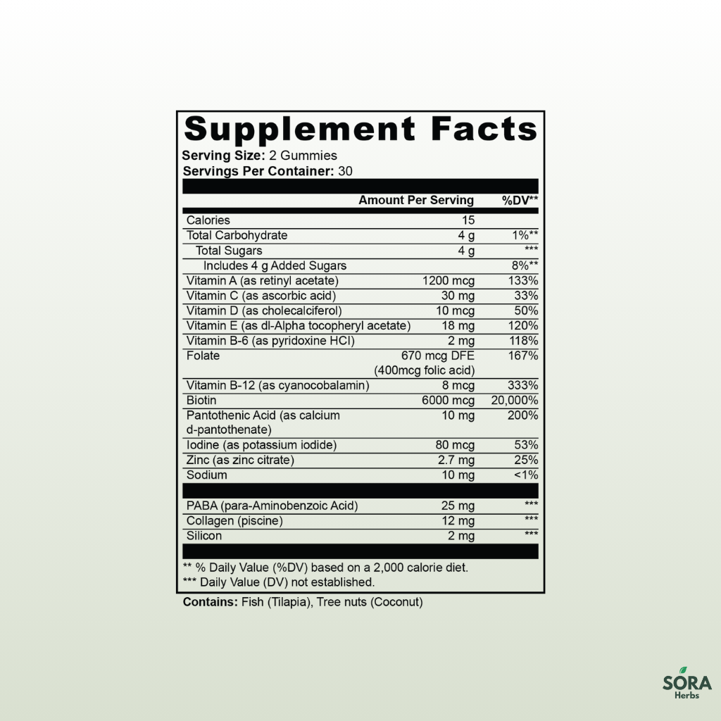 Sora Herbs Hair, Skin & Nails Gummies